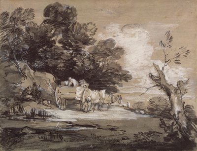 Paesaggio boscoso con carro di campagna e figure, c.1785-88 da Thomas Gainsborough